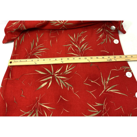 Karin Stevens Dress Womens Size 10‎ Red Bamboo Print Button Side Linen Blend - Picture 8 of 13